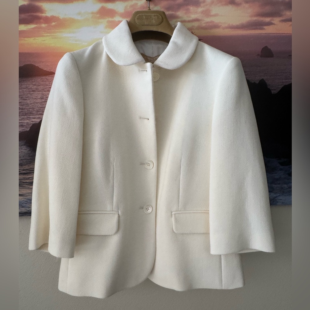 Michael Kors Collection/ Women's 3/4 sleeve white wool Jacket/NWT